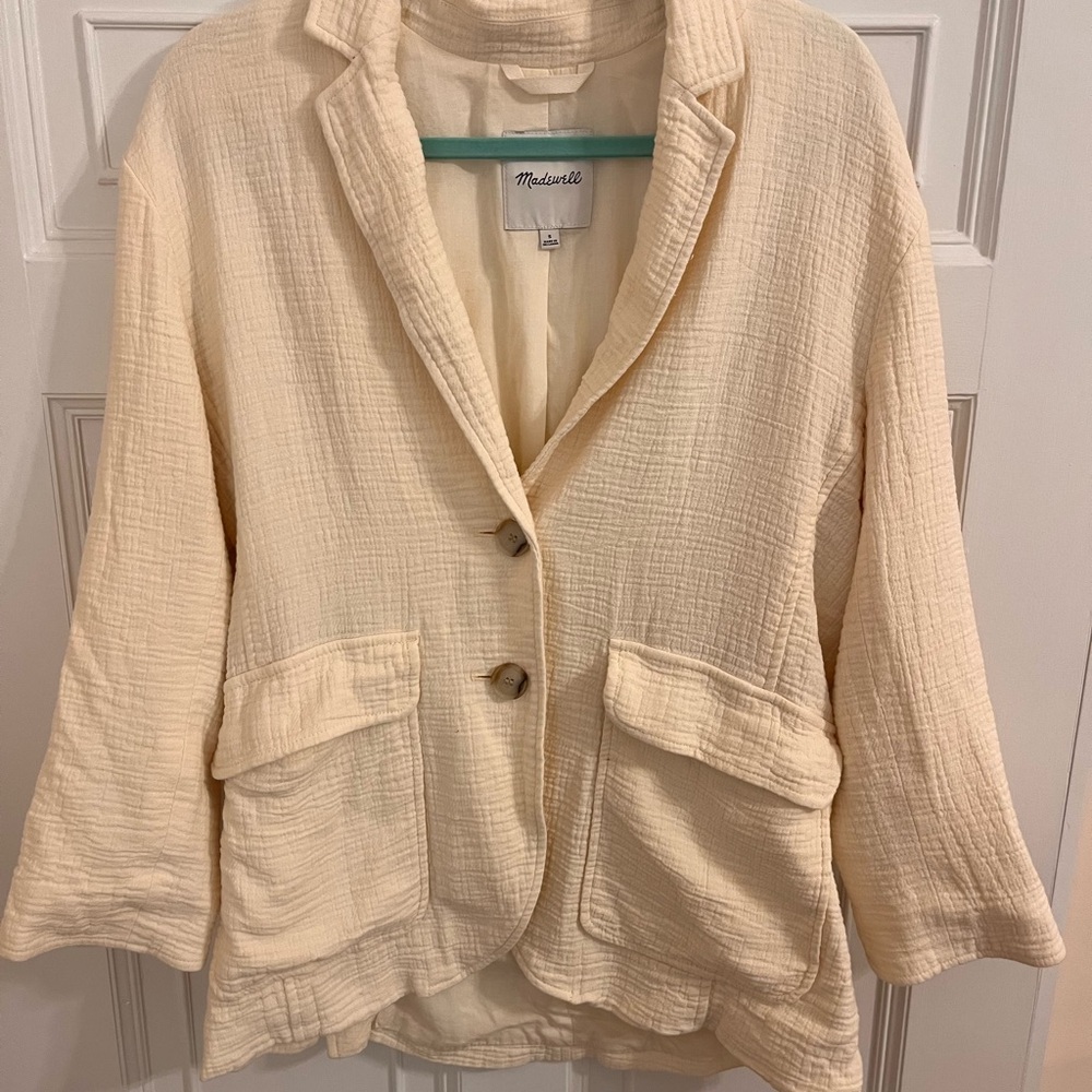 Madewell Cream Blazer with Notched Lapels